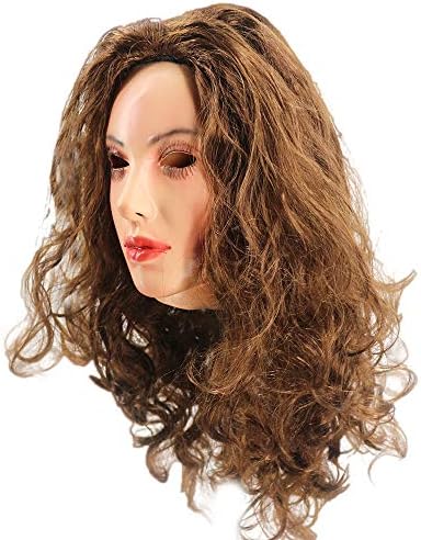 HENGYUTOYMASK Realistic Latex Female Mask Celebrity Woman Face Rubber Mask with Wig Halloween Christmas Crossdressing Sissy Costume Party