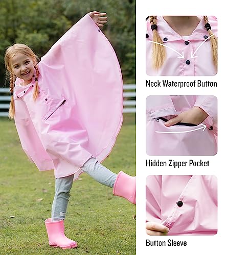 SaphiRose Lightweight Kids Rain Poncho Jacket Waterproof Outwear Rain Coat3