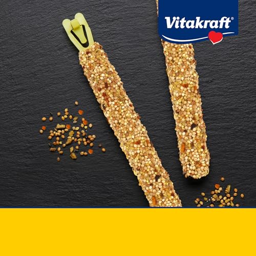 Image of Vitakraft Crunch Sticks Parakeet Treat - 2 Sticks in Orange and Apricot Flavor - Triple Baked with Natural Wood Center - Added Vitamins and Minerals with Cage Clip Holder for Long-Lasting Enrichment