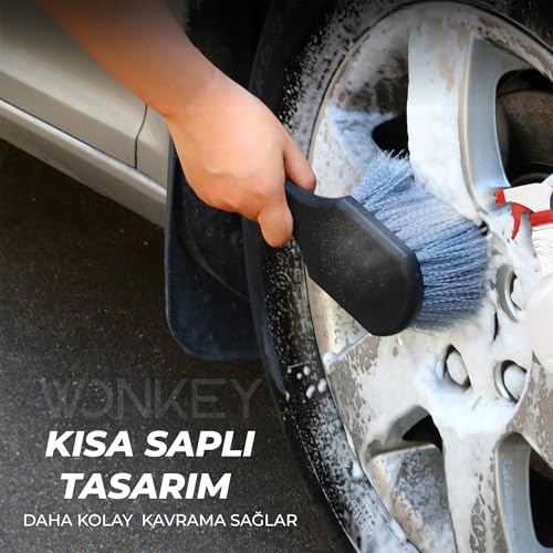 WONKEY - Jant ve Davlumbaz Temizleme Fırçası, Yumuşak Kıllı Jant Temizleme Fırçası - Lastik ve Jant Fırçası