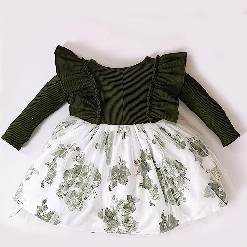 Image of OMALI Baby Girl Dungry Dress | Long Sleeve | Infant Casual Dress | Ruffle Print Clothes