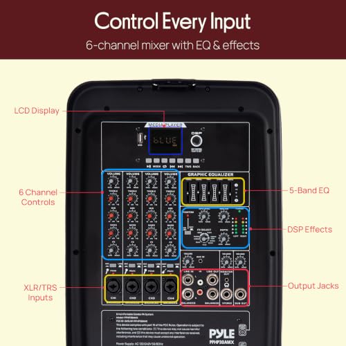 Image of Pyle Portable PA System with Bluetooth, 8 inch Speakers