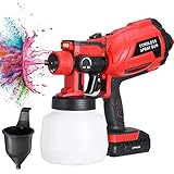 3 patrones de pulverización y fácil de limpiar: nuestra pistola de pintura está equipada con 3 patrones de pulverización diferentes (chorro horizontal, vertical y circular), 3 tamaños de boquilla de cobre a 1,0 mm / 1,8 mm / 2,5 mm. El rociador es fácil de quitar para una limpieza completa. Desmontarlo para lavarlo y utilizar el pincel para evitar problemas de solidificación de la pintura. (Se incluye el juego de cepillos de limpieza)