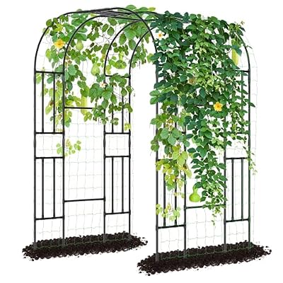 DoCred Large Tall Garden Arch Trellis for Climbing Plants Outdoor, 87in Tall Metal Garden Arbor Wedding Arches for Lawn, Party, Backyard Decoration, Black
