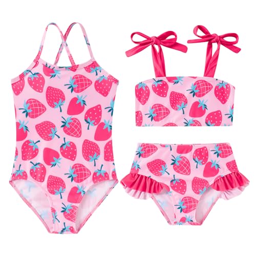 Image of Girls Swimsuit One-piece Bikini Set Two Sets Matching Bathing Suits 2-6T Adjustable Strap Summer Beach