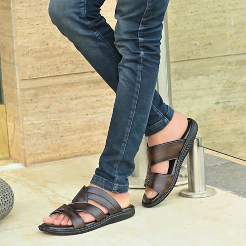 Image of Centrino Sandal for Men | Grip Insole for Stability | Modern slipper Look with Straps | Comfortable Casual look sandal for Men's (9512)