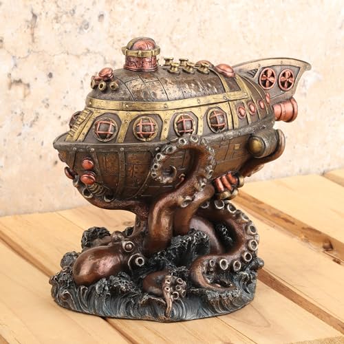 Escultura Caja Oculta Submarino Steampunk 6.25 in miniatura 6