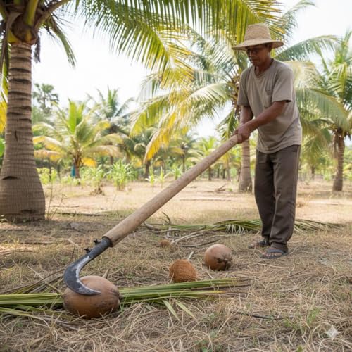 Image of Mahiyash Iron Manual Adjustable Coconut /Fruit Leaf Plucking Tool | Heavy-Duty Cutting Head with Two Adjustable Screws | Fits Wooden /Metal Pole for Coconut Leaves, Palm Fronds /Garden Trimming-No Stick