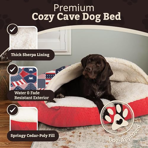 Image of Snoozer Rectangle Cozy Cave Dog Bed, Hooded Dog Bed, Starpatch Diamond (M)