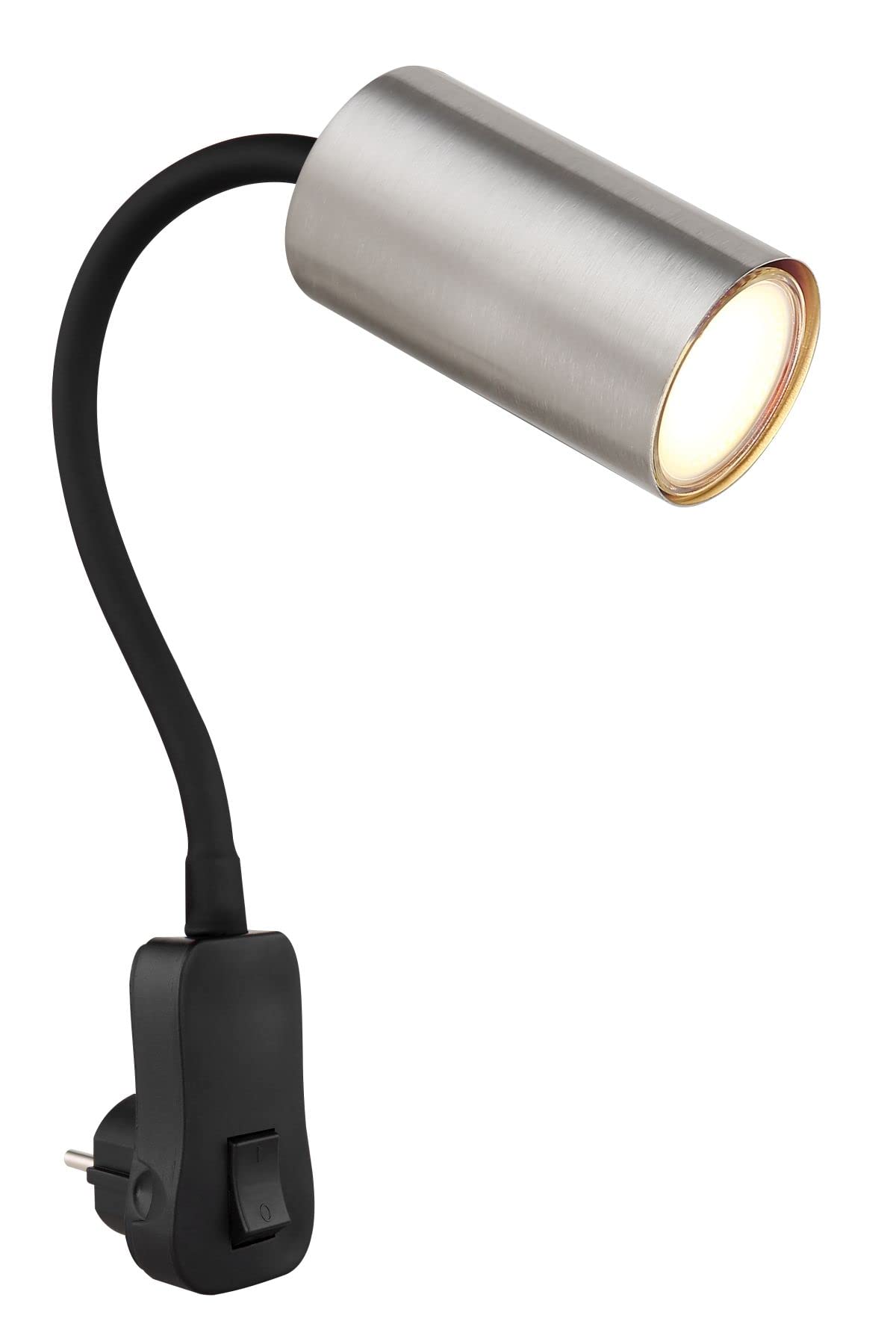 Lámpara De Pared Con Enchufe E Interruptor – Foco Negro GU10 Para Dormitorio O Lectura, Flexible, Bmf-versand