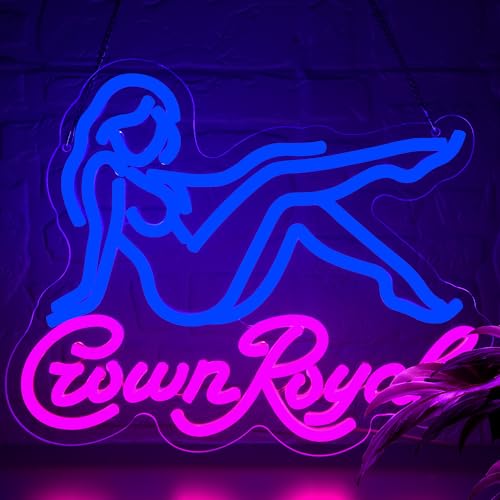Image of Whisky Neon Sign for Wall Decor Crown Neon Light for Man Cave Dimmable Royal LED Light Suitable for Bar Pub Home Bar Party Club Store Bistro Birthday Gifts Size 13.7 * 11.2In(CP010)