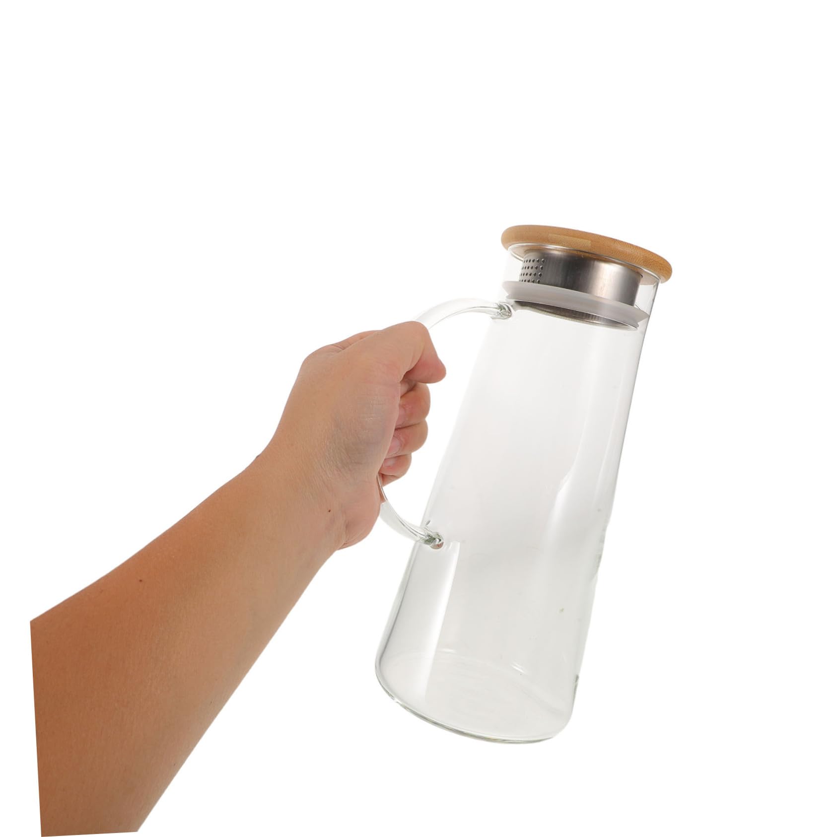 Glaskaraffe mit Deckel und Ausgießer aus Glas, Bambus und Edelstahl | Gallon Volumen, Hitzebeständig und Leicht zu Gießen, für Wasser, Saft, Tee und Kaffee