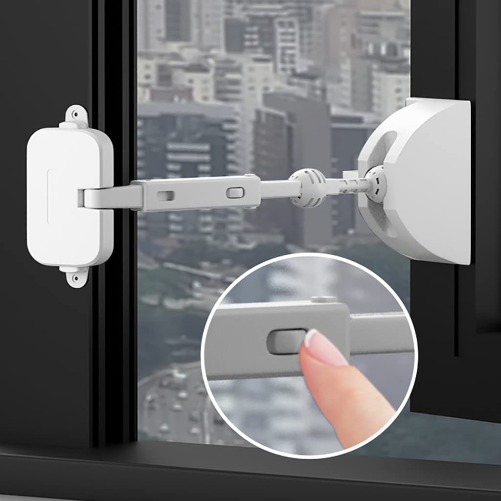 Cerraduras de ventana, restrictor de ventana, limitador de puerta de seguridad, cerradura de cadena de seguridad for ventana infantil, limitador de ventana for niños pequeños y mascotas, fácil de inst