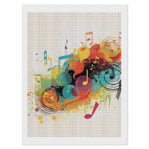 Peinture diamant 5D musique abstraite carrés 30x40 cm pour adulte débutant