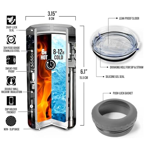 Image of SANDJEST Mechanics Tumbler Mechanic Dad Tool Box 4 in 1 12oz Can Cooler Coozie Skinny Stainless Steel Tumbler for Daddy Father Papa Birthday