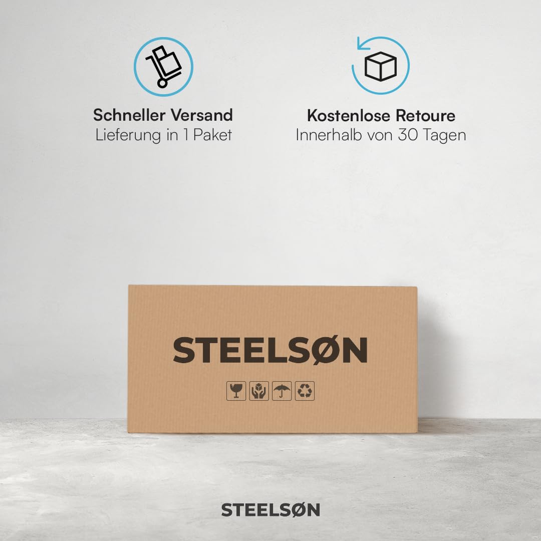 STEELSØN Nembus Mähroboter Garage Weiß – Rasenroboter Garage Holz – Rasenmäher Haus mit abnehmbarem Dach – für gängige Rasenmähroboter – Rasenmäher Unterstand mit UV-Schutz – Überdachung Mähroboter