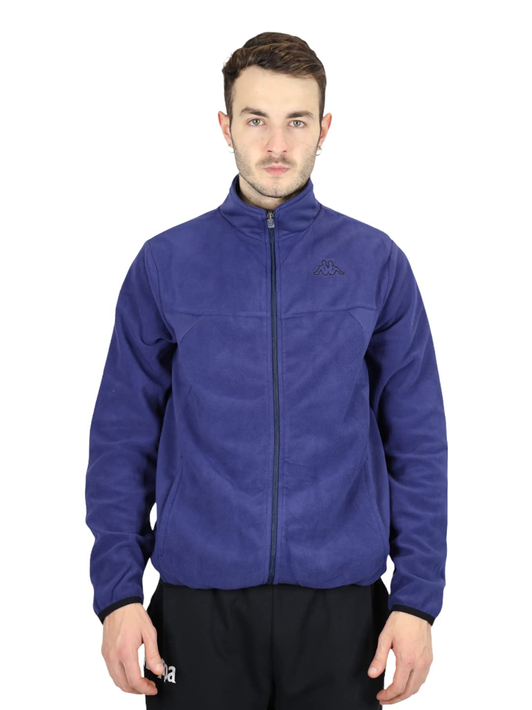 Pile Kappa Slim Full Zip Vaurion - Felpa Con Zip Micro Polar, Logo Kappa, Colori Nero E Bianco