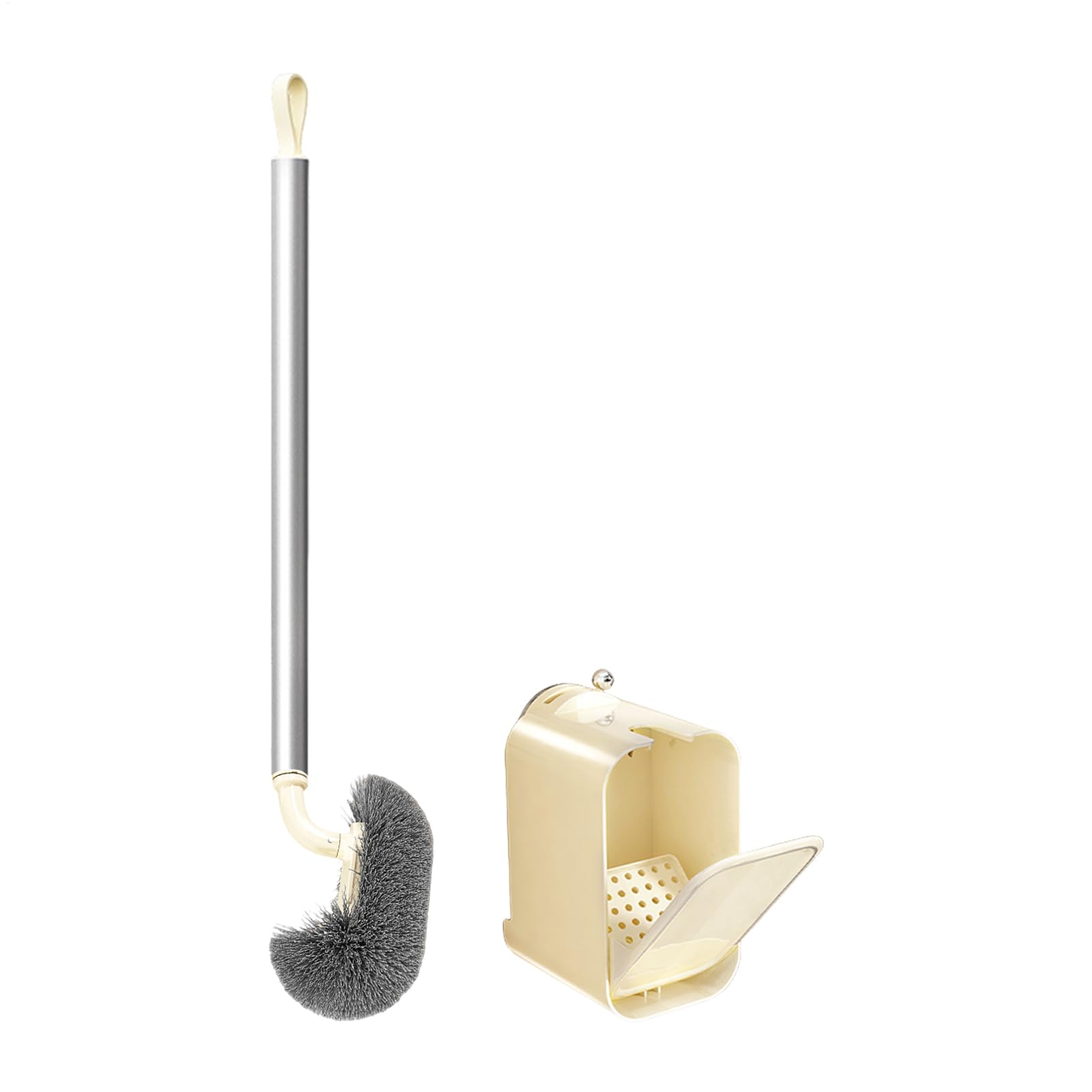 Brosse WC à ventouse et détachant maison pour carrelage mural