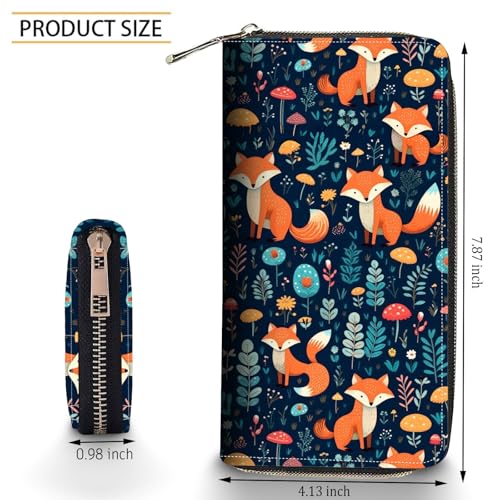 Bxgolkgd Womens Wallet, RFID Blocking Leather Wallet,Large Capacity Wallet Credit Card Holder PU Leather Ladies Clutch with Zipper Coin Pocket - Cute fox2