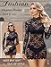 Avidlove Women's Lace Floral Elegant Cocktail Dress Mock Neck Sexy See Through Lingerie Mini Babydoll Dress for Party Bodycon Dresses Black XXL