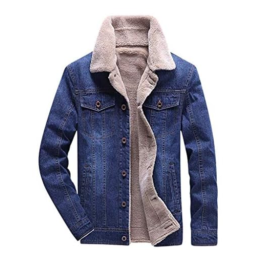 Jeansjacka herr vinter denim jacka fodrad jeans jacka med pälskrage fiesta kläder kappa varm fleece insida vinterjacka modern över storlekar knapp övergångsjacka parka-jackor