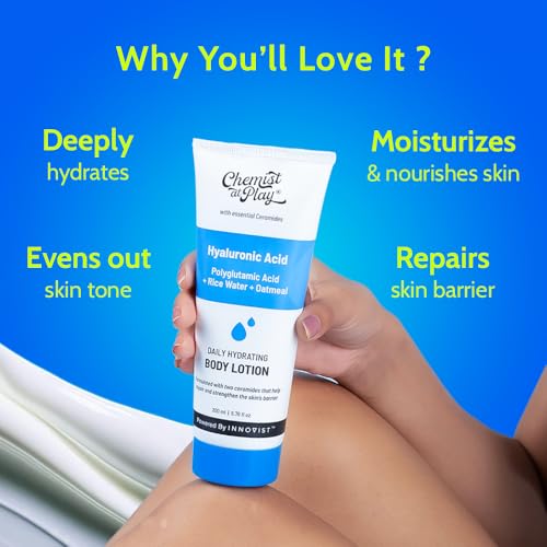 Image of Chemist at Play Hydrating Body Lotion with Rice Water & Hyaluronic Acid for Deep Moisturization | All Skin Type | Hydrate Dry and Flaky Skin | Vegan & Cruelty-Free | 200 ml