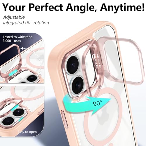 YZB for iPhone 11 Phone Case, MagSafe Compatible, Built-in Stand, Pink - image 3