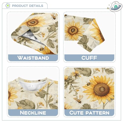 JUNZAN Aesthetic Sunflower Neutral Big Boys Pullover Hoodie Crewneck Sweatshirts for Boys Sports 4T3