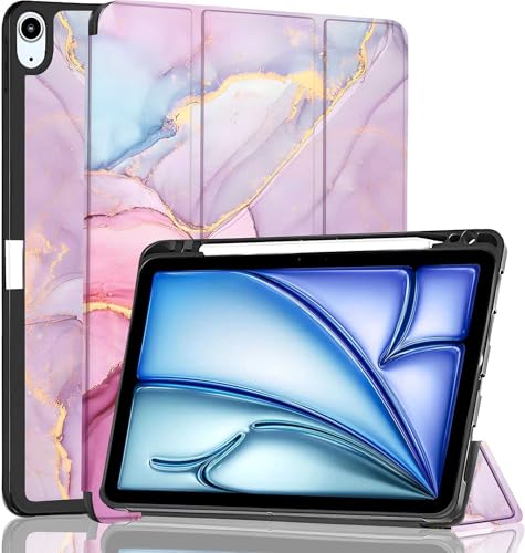 Image of ProElite Case for Apple iPad Air 11 inch M4 /M3 /M2 2026 /2025 /2024, Air 5th /4th Gen 10.9 inch [Auto Sleep /Wake Cover] [Pencil Holder] [Soft Flexible Case] Recoil Serie, Marble Pink