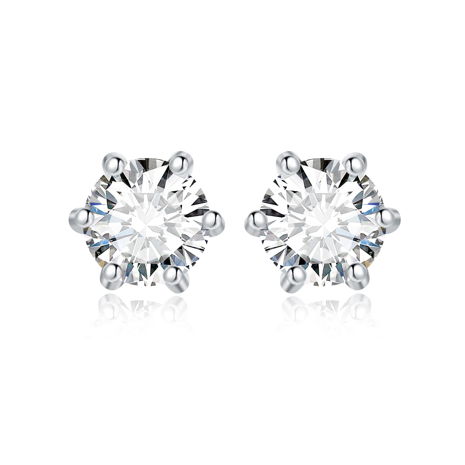 JewelryPalace Okrągłe kolczyki sztyfty Moissanite Srebro 925 Kolczyki damskie Srebrne dziewczęce kamienie szlachetne Prezent