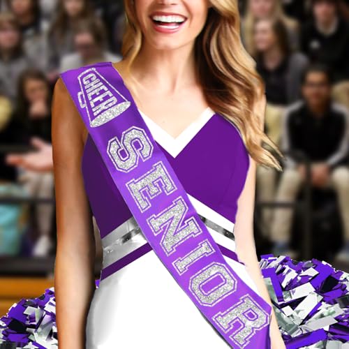 Cheer Senior Sash Purple - PREMIUM GRADE SATIN High School Senior Party Violet Sashes - Cheer Squad Supplies2