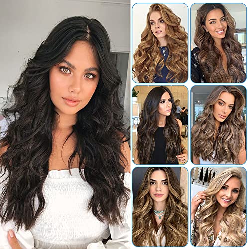Foto von CULKET Clip in Extensions Haarverlängerung Clips Haarteil Extensions 4 Teile Set wie Haarverlängerung Echthaar Lang Wavy Synthetisches Haarteile für Frauen