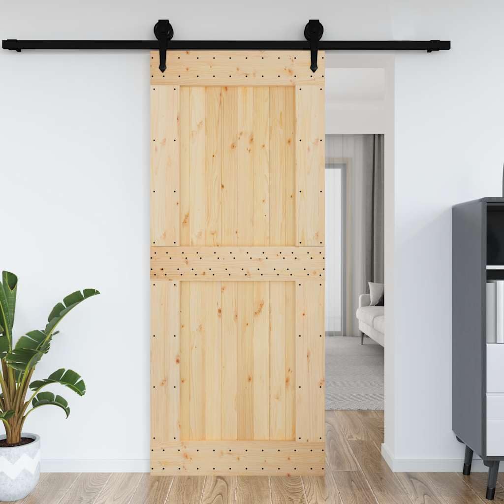 vidaXL Porta 95x210 cm in Legno Massello di Pino, Marrone