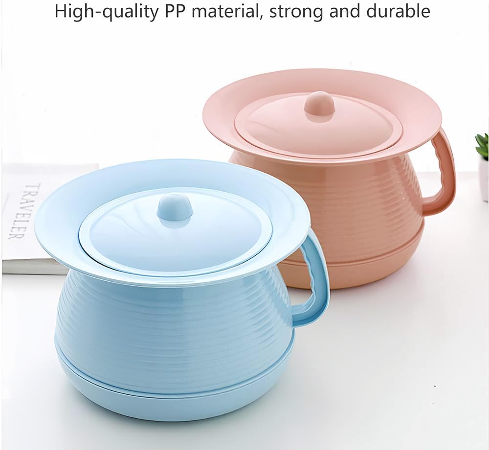 Chamber Pot Bedpan Urinal Bottle Urine Pots Potty Pee Bucket Bedside Urinal with Lids to Prevent Odors, Suitable for Kids, Women and Men (Pink)