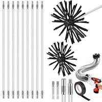 Hbazzor Kaminbürste Stange Set, Ofenrohrbürste 150mm Durchmesser Ofenbürste, Kaminbürste Kaminbesen Schornsteinfeger Bürste Heizkesselbürste Kamin Reinigung Kaminrohr Reinigungsbürste, 9 Stangen 410mm