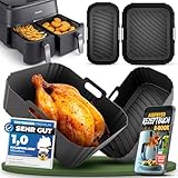 KNUSPERLIEBE Set di 2 stampi in silicone per Philips Dual Basket Airfryer serie 3000 (6L/3L), accessori per friggitrice ad aria calda, inserti in silicone, antiaderenti, senza BPA, lavabile in