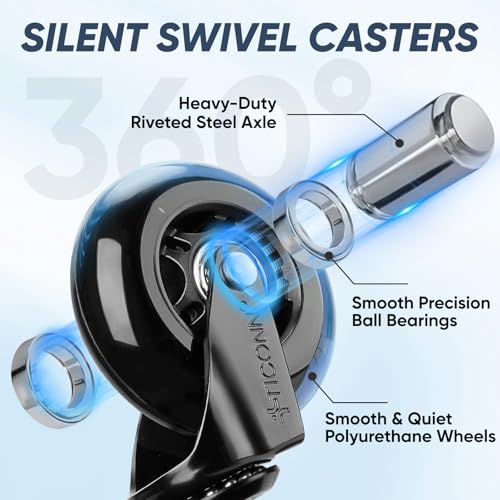 Image of TICONN Office Chair Caster Wheels Set of 5 for Tile, Hardwood Floors and Carpets, Universal Fit for Most Chairs (Blue)