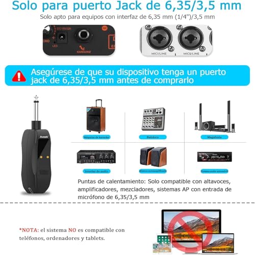 Aveek Microfono Inalambrico Profesional, 2.4GHz Dual Microfonos Inalambricos Set con Receptor, Microfono Inalambrico Karaoke Profesional, Microfono Karaoke Recargable 100ft para Cantar, Karaoke, DJ - imagen 7