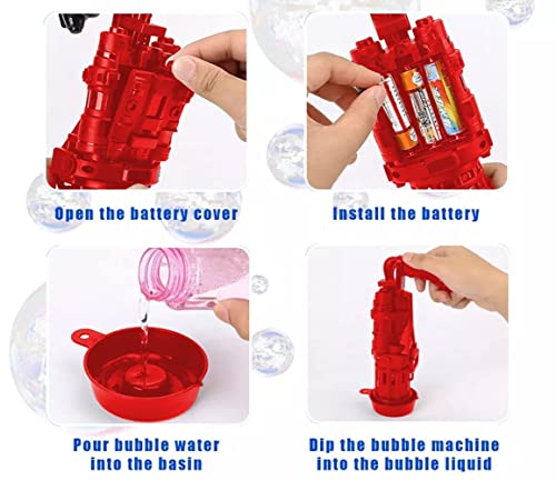 Image of Automatic Bubble Gatling Gun | High-Output Multi-Nozzle Bubble Machine with Easy Grip Handle, Bubble Tray & Solution Bottle | Outdoor Fun Toy for Kids