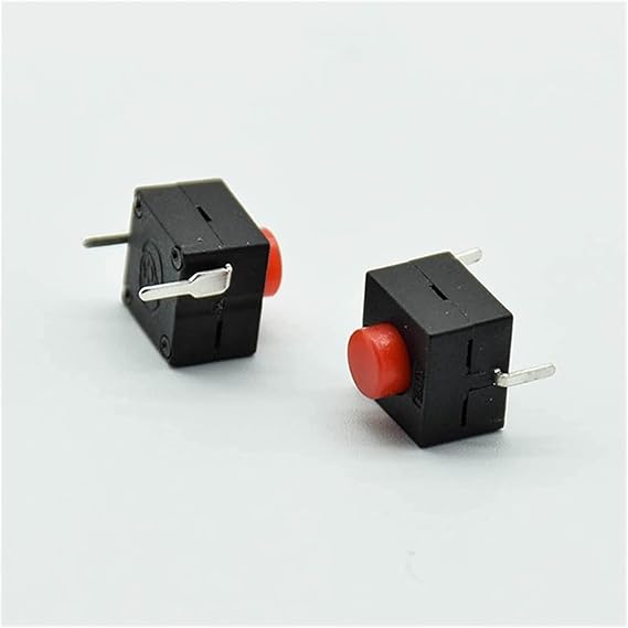 Power Switch Button 5pcs red/Black Small Micro self Locking 8 * .4 wit 2 feet with Lock Light Touch L068-A DC30V1A(5 Red)