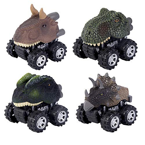 Pull Back Vehicles,4 Pack Dinosaur Vehicles Toys with Big Tire Wheel for 3-14 Year Old Toys Vehicles Dinosaur Car, Pull Back and Go Car Toy Play Set