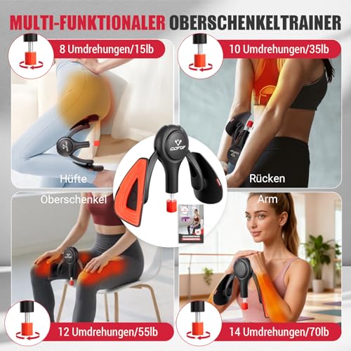 Oberschenkeltrainer, 15-70 lbs Beckenbodentrainer für Frau, Multifunktionaler Gesäßtrainer, Po Trainer mit Resistance Bands, Beinpresse für Zuhause, Beckenboden Trainingsgerät zum Formen, Yoga