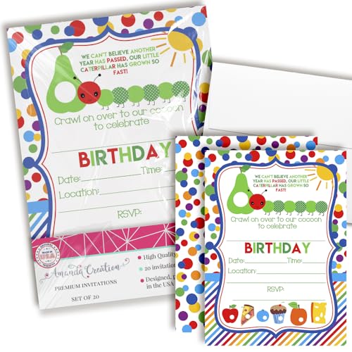 Happy Hungry Caterpillar Themed Birthday Party Invitations, 20 5