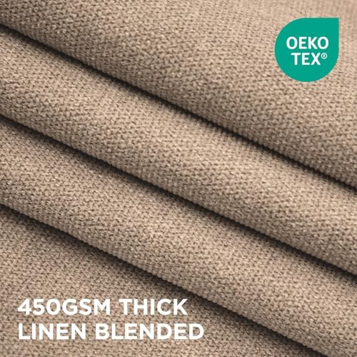 Image of Joydeco Thick Linen Pinch Pleated Curtains 84 Inch Long 2 Panel Set for Living Room, Double-Faced Curtain for Bedroom, Back Tab Blackout Drapes with Adjustable Hooks (40 inchW x84 inchL,Thick Linen)