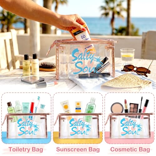 Image of COSHAYSOO Sunscreen Bag Clear Makeup Toiletry Pouch Beach Vacation Essentials for Women Teen Girls Trip Gifts Summer Pool Travel Must Have Accessories Waterproof Stuff