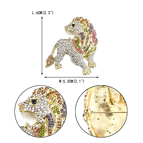 Image of EVER FAITH Roaring King Lion Austrian Crystal Brooch