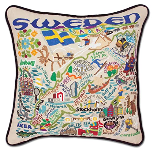 Catstudio Sweden Hand Embroidered Pillow, Decorative Throw Pillow, Souvenir