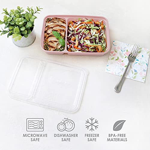 Bentgo® Prep 60-Piece Meal Prep Kit - 1, 2, & 3-Compartment Containers With Custom Fit Lids - Microwaveable, Durable, Reusable, Bpa-Free, Freezer & Dishwasher Safe Storage Containers (Floral Pastels) #TOP2