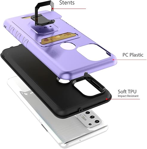 Miniatura 7 de Funda compatible con Moto G Stylus 5G con protector de pantalla de vidrio templado 2 unidades híbrida resistente a prueba de golpes, soporte