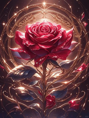 Art Artisanat Toile Diamant Rose Rouge, Idée Cadeau Fait Main